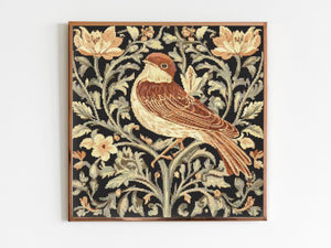 William Morris Style Sparrow and Botanicals Cross Stitch Sewing Modern Embroidery Pattern Artwork Art Needlework Embroidery Cottagecore Bird