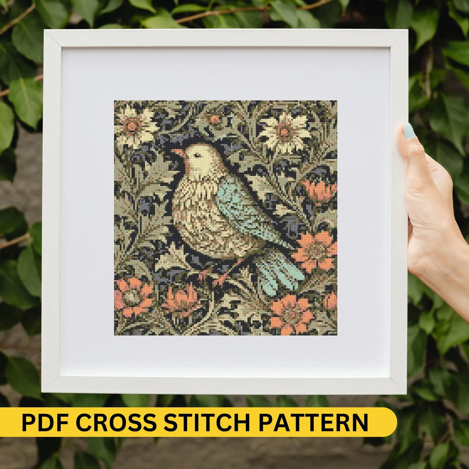William Morris Birds wallpaper Floral Design Cross Stitch Pattern Morris Cross Stitch Pdf Famous Painting Floral Embroidery