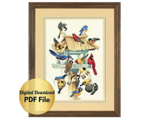 Winter Birds Cross Stitch Pattern | Forest Birds Cross Stitch Patterns | Instant Download PDF