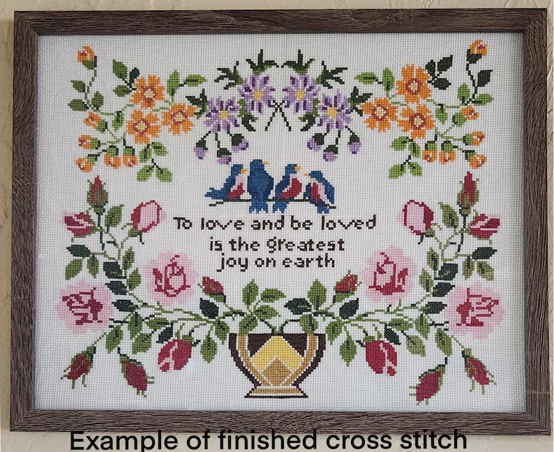 To love and be loved. Floral quote Cross stitch pattern