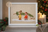 Christmas Tree Hand Embroidery Pattern - Christmas Pdf Embroidery Pattern - Christmas Children and Tree (PDF Pattern)
